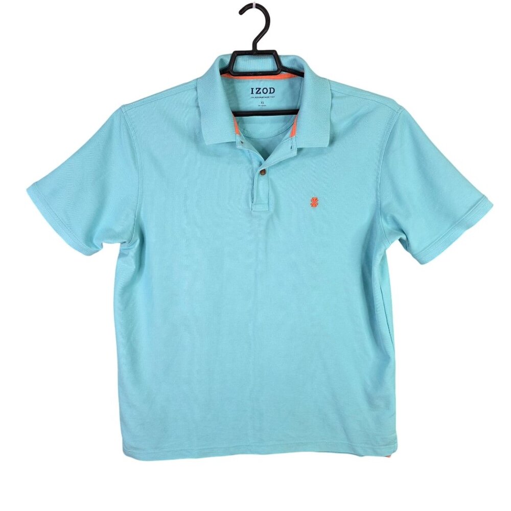 Mens Izod Advantage Blue Polo Shirt Short Sleeve Cotton Blend Size XL